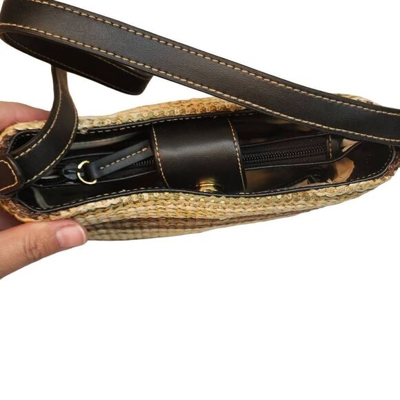 Charter Club Classics Women's Tan Snap Closure Striped Crossbody Bag - Picture 6 of 16